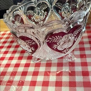 Elegant Glass Bowl with Red Accents